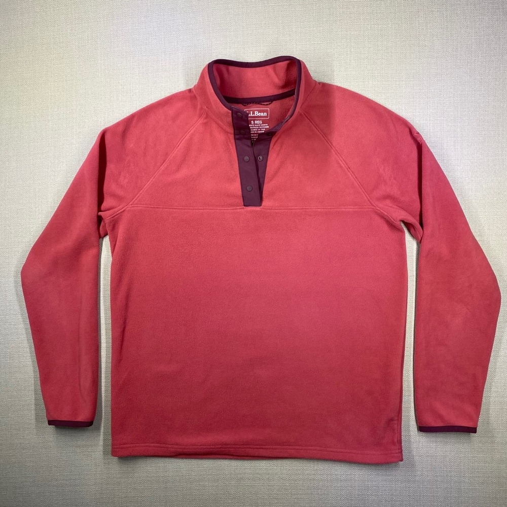 LL Bean Womens Small All Season Access Fleece Pullover Mock Neck Dark Rose